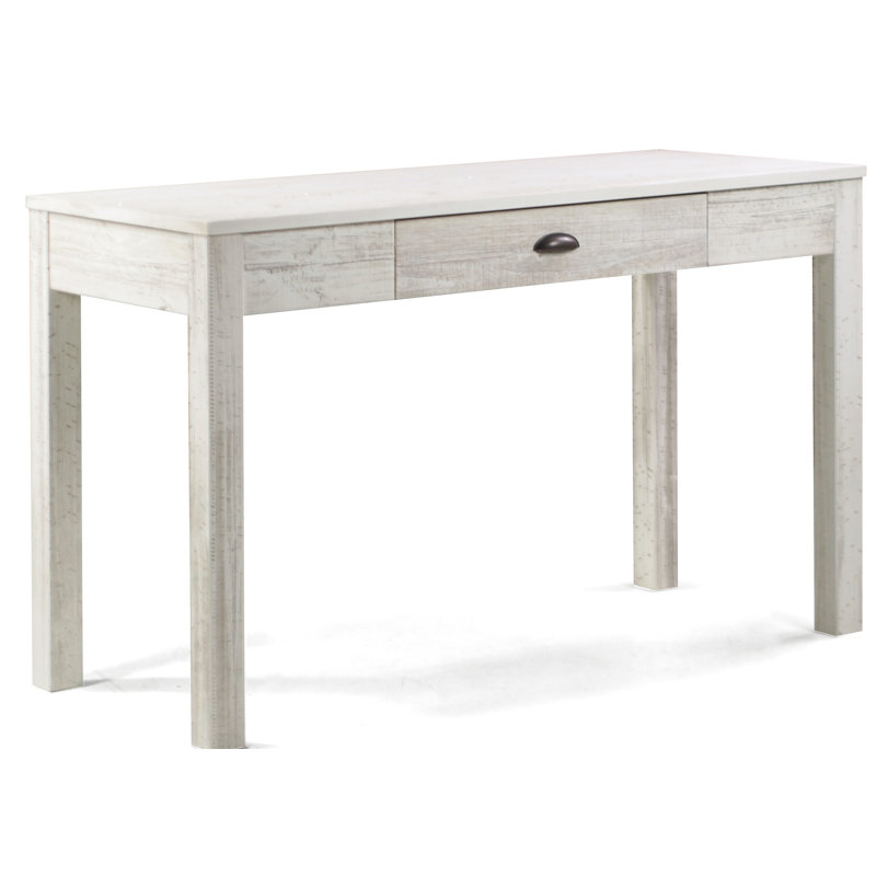 Bureau en bois massif Montauk, Blanc cassé