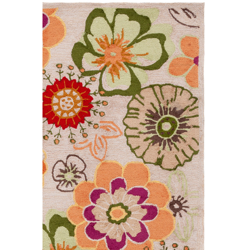Doyle Hand Hooked Performance Floral Rug, Square 6'