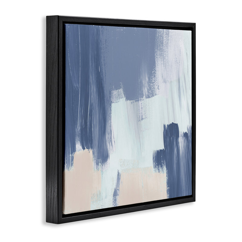 "Restless Blue Mind", art mural sur toile par Lucille Price, H 18 po x l 18 po, Cadre flottant noir de jais