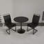 Ensemble de table de salle à manger compacte ronde de 31,5 pouces pour 2 à 4 personnes avec plateau en panneau de fibres à densité moyenne durable et base en métal moderne.-1405460836