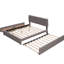 Lit plateforme tapissier avec 2 tiroirs et 1 lit gigogne en lin