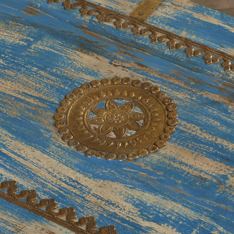 Neela Painted Brass Inlay Storage Trunk