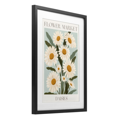 Flower Market Daisies Framed Print Under Glass, design by Courtney Haley