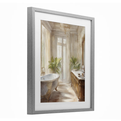Serenity Bath Bathroom Painting Framed Print Under Glass, design by Kim Allen