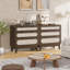 Boho Farmhouse Rattan 3-Drawer Dresser with Tapered Wood Legs | Wide Accent Chest 31.5x15.7x31.2" for Bedroom, Living Room & Entryway-1687561546