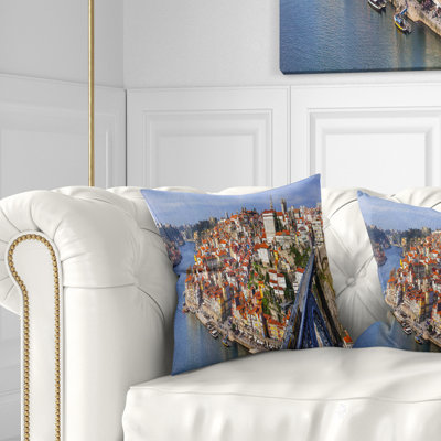 Coussin décoratif panoramique cityscape porto city