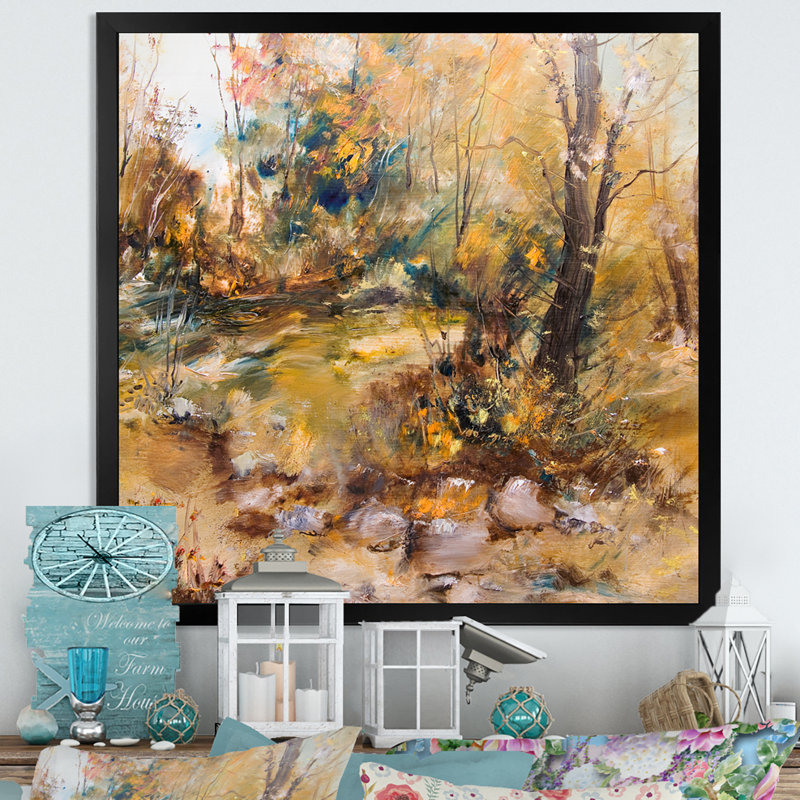 «Autumn in Forest Illustration», reproduction d'art sur toile traditionnelle, Cadre photo noir, H 16 po x l 16 po x P 1 po