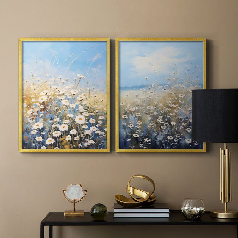 Impression encadrée FLORAL Series V-Premium - prête à être accrochée - aucun clou requis - aucun clou requis, Doré