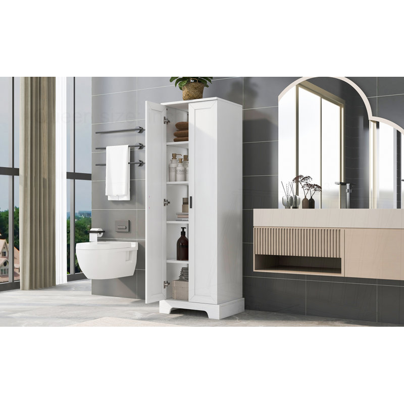 Armoire de rangement avec deux portes pour la salle de bain, Blanc
