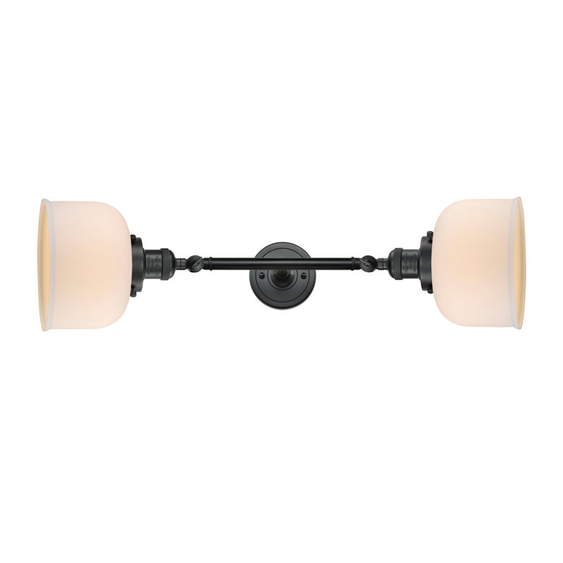 Bell - 2 Light 19" Bath Vanity Light, 6 Watt Vinage LED Bulb, Matte White Cased, Matte Black