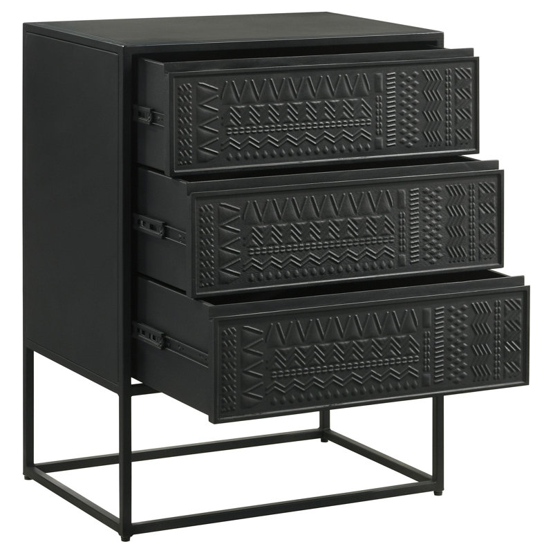 Maitlin 3-Drawer Multi-Purpose Tall Accent Cabinet Black