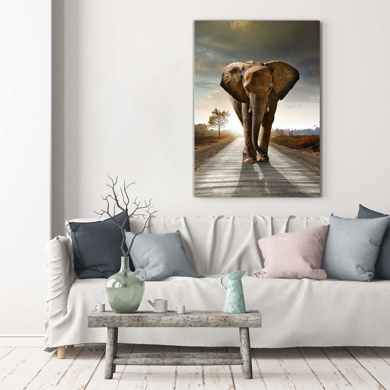 Strolling Elephant - Wrapped Canvas Print