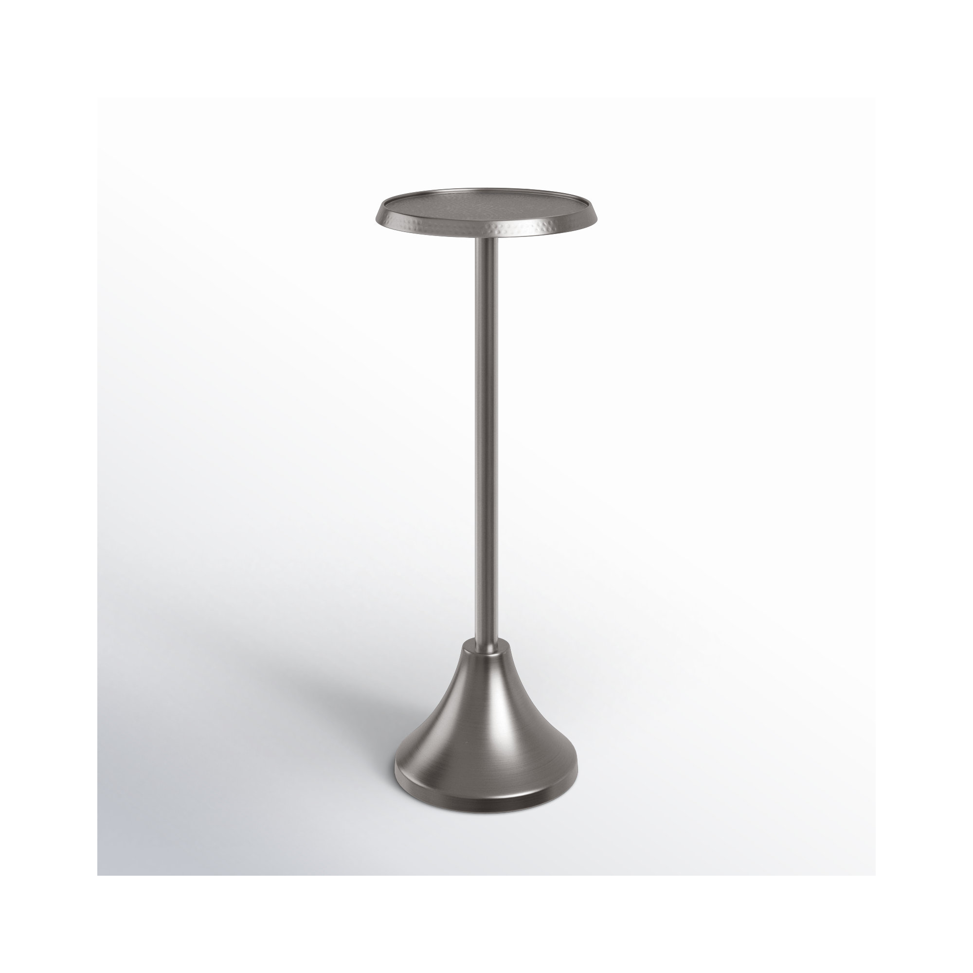Deanna Iron End Table, Matte Silver Base/Matte Silver Top, 23" H x 9" W x 9" D