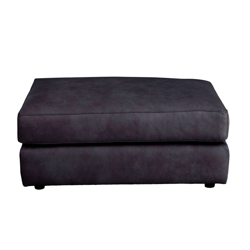 Miladie Upholstered Ottoman, Blue Genuine Leather