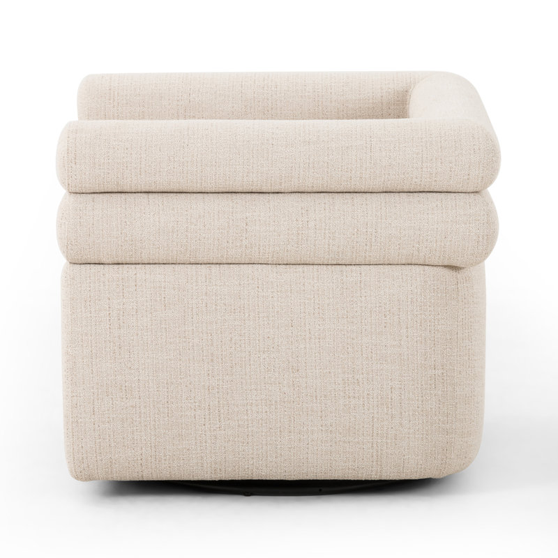 Evie Swivel Chair-Hampton Cream, Cream Polyester Blend