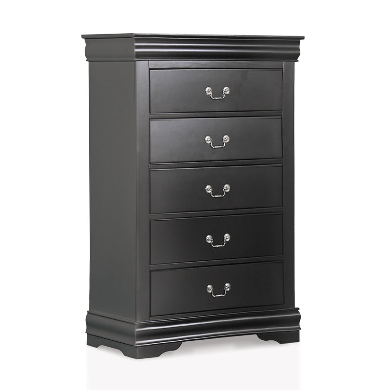 Commode 5 tiroirs Emelinda, Noir
