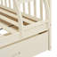 Lit simple superposé au dessus d'un lit double avec tiroirs de rangement, lit superposé en bois avec échelle et garde-corps - crème-832674281