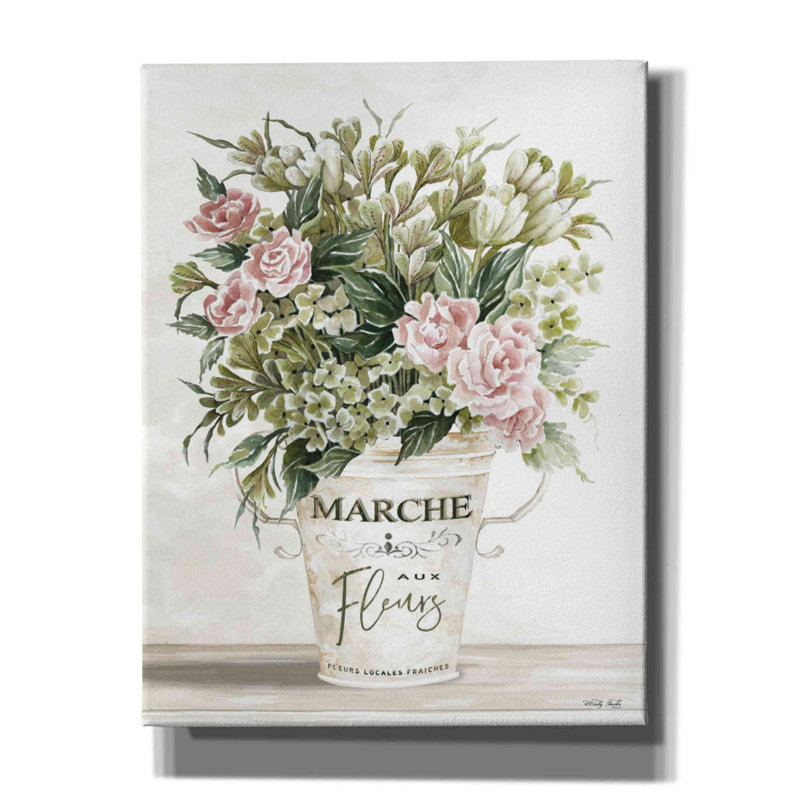 «Spring Peony I» par Cindy Jacobs, art mural sur toile, H 34 po x l 26 po x P 1,5 po