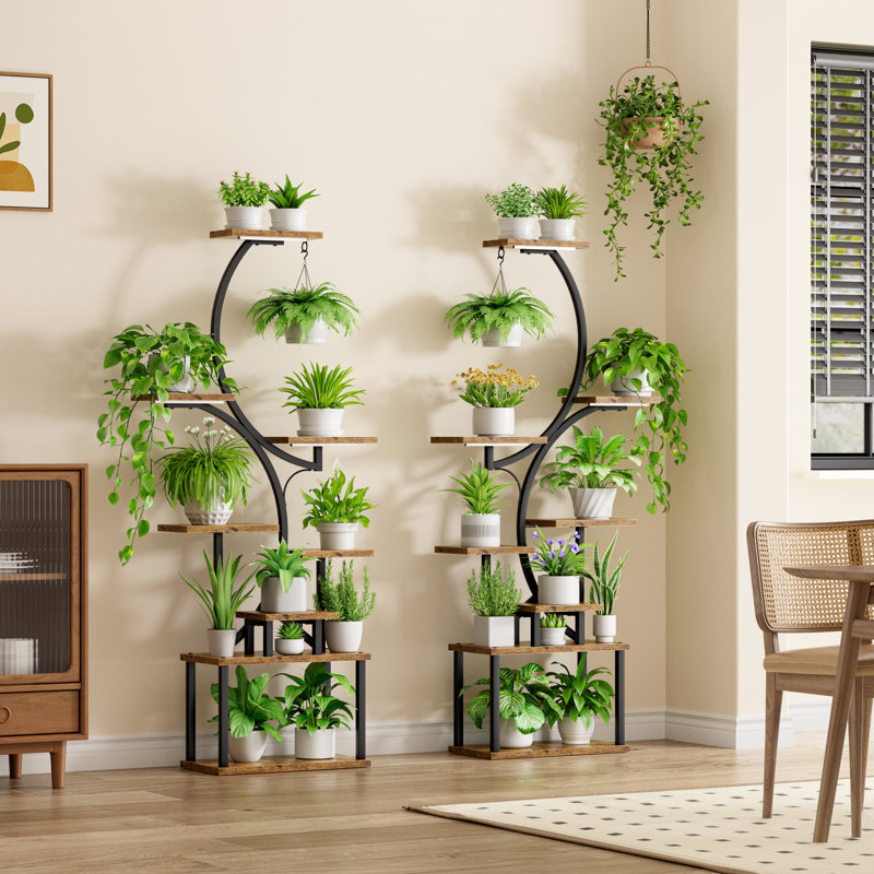 Support pour plantes d'intérieur de 157 cm avec lampe de croissance - Ensemble de 2 étagères lumineuses hautes et larges