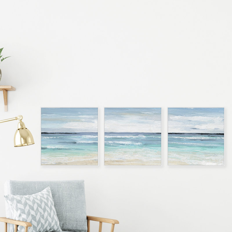 «Beach On II» par Marmont Hill - ensemble de 3 reproductions sur toile flottantes, H 48 po x l 48 po