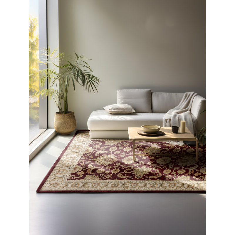 Harirud Machine Woven Red Indoor Rug, Rectangle 80 x 120cm