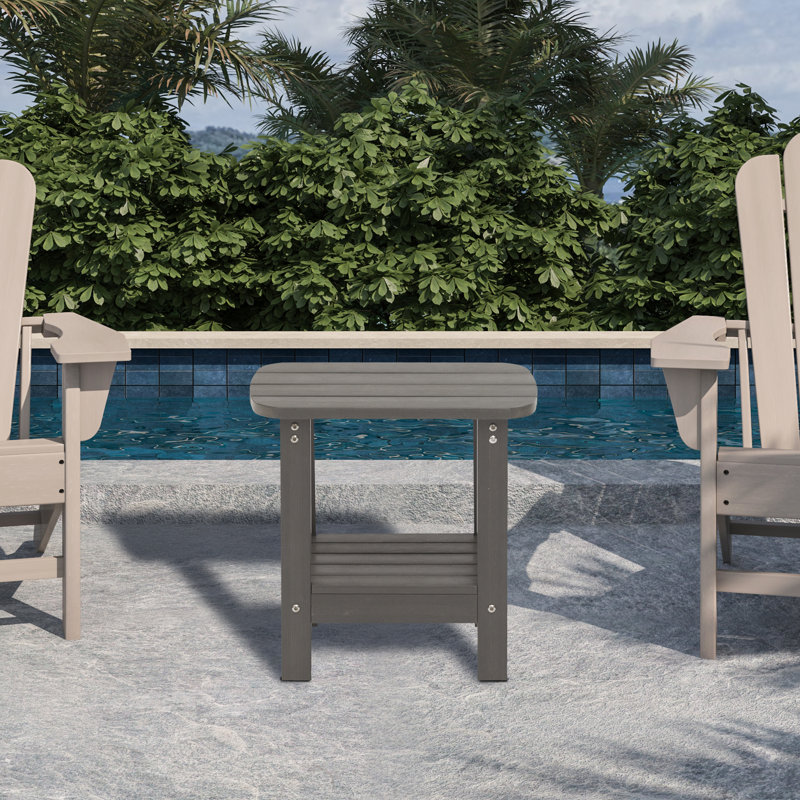 Table d'appoint d'extérieur à double plancher en plastique, Gris