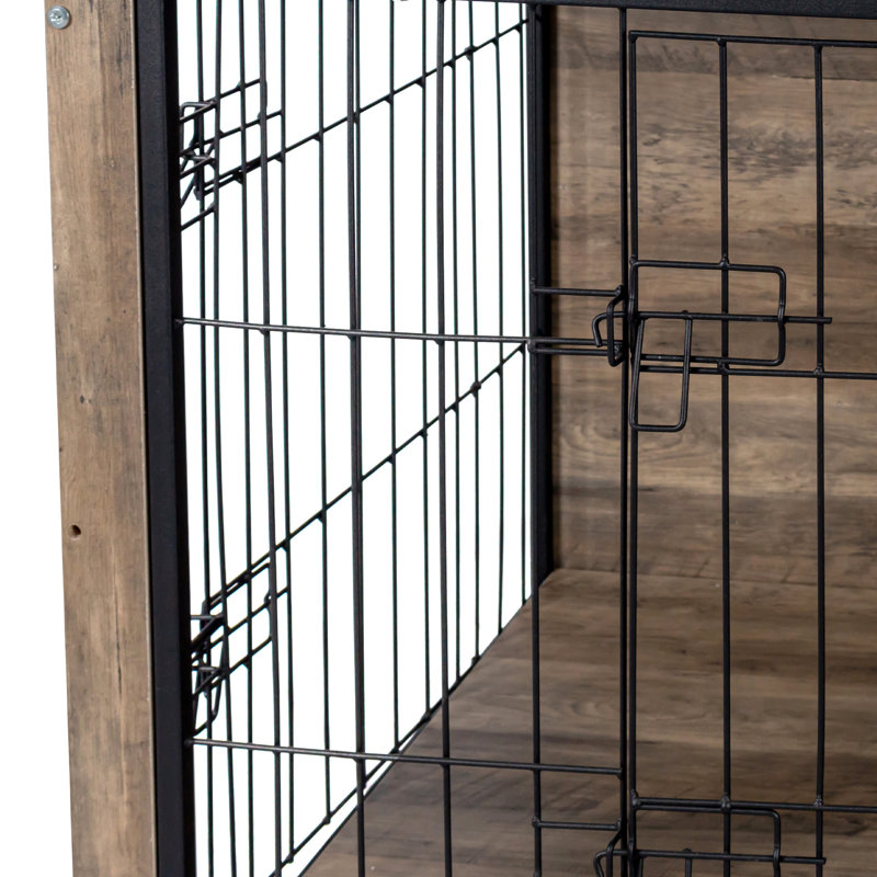 Élégante cage pour chien en bois avec double entrée - Mobilier de chenil intérieur confortable
