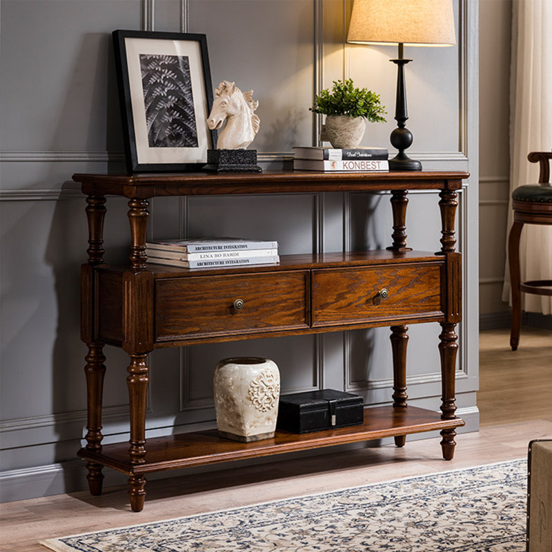 Solid Wood Top Console Table, H 34,65 po x l 39,37 po x P 13,78 po
