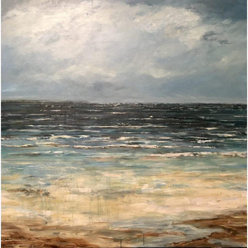 Emerald Sea - Artist Enhanced Canvas Print, Black Framed Canvas, 48" H x 48" W x 1.75" D