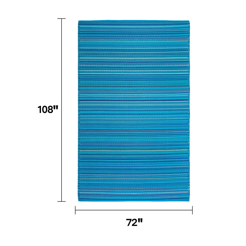 Krasnow Outdoor Rug Recycled Plastic Waterproof Patio, Rectangle 6' x 9', Havana - Turquoise