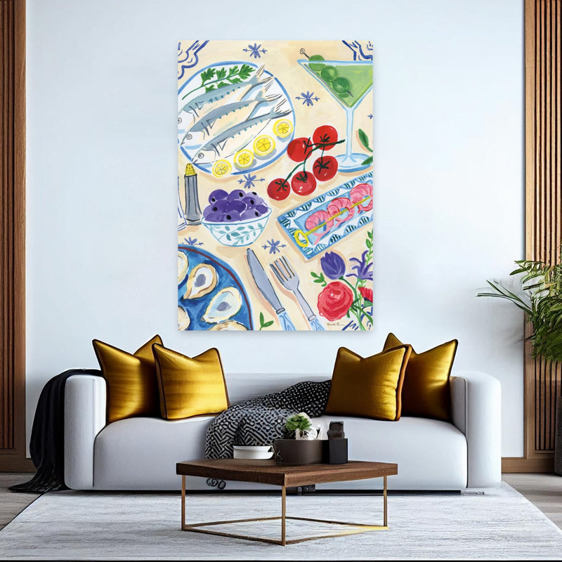 Seafood Tablescape Contemporary Fish Art, 60" H x 40" W