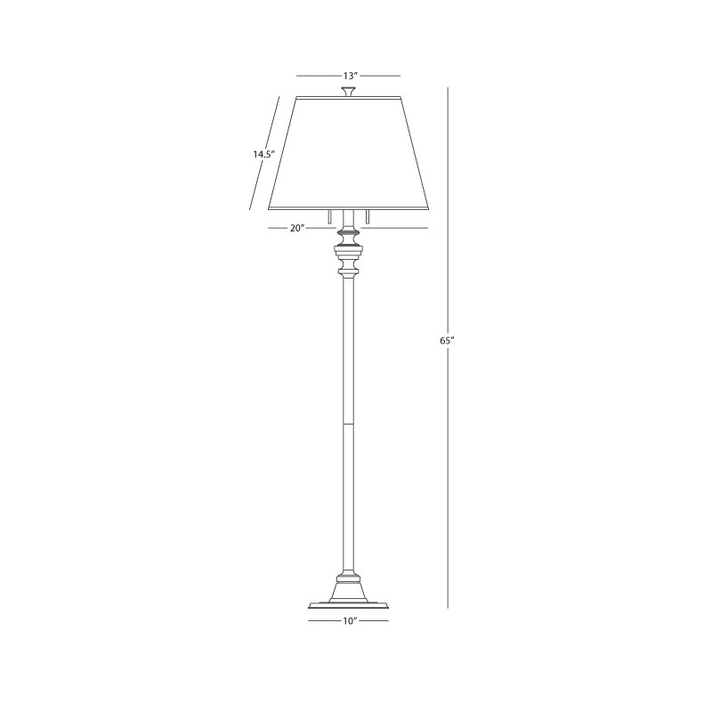 Modern Candlestick Floor Lamp With Dupioni Fabric Shade – 65 Inch Stylish Lighting Fixture For Contemporary Spaces, Brass