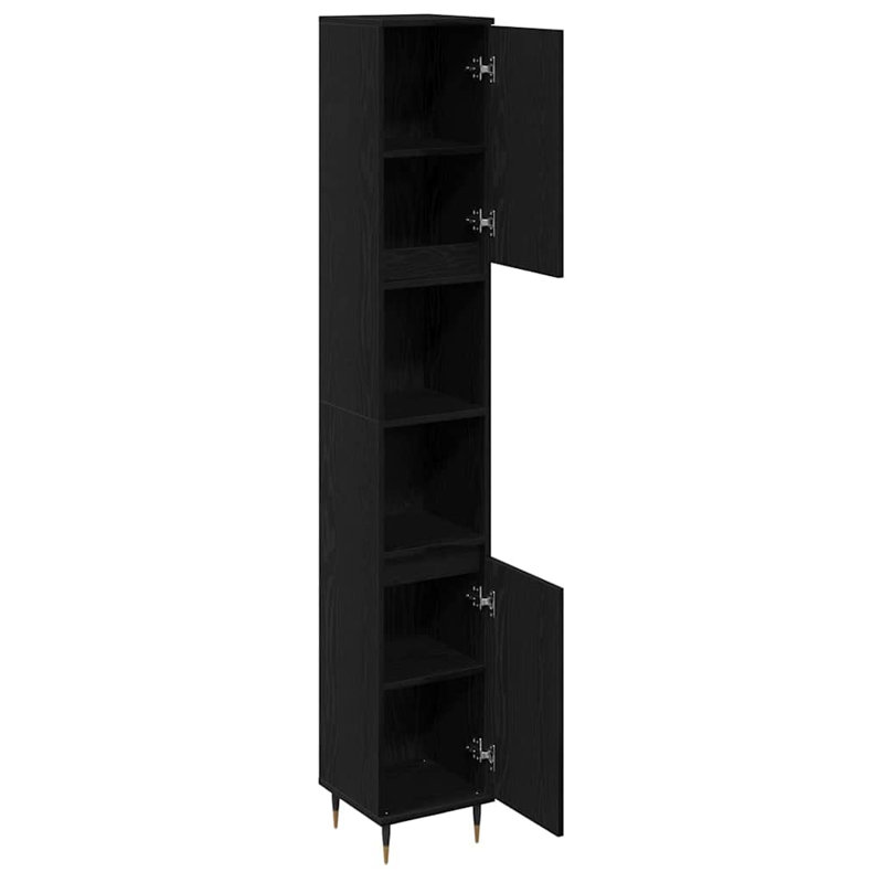  Bathroom Cabinet Oak 30 X 30 X 190 Cm Engineered Wood