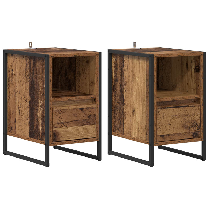 39.5cm W Manufactured Wood Bedside Table, Old Wood