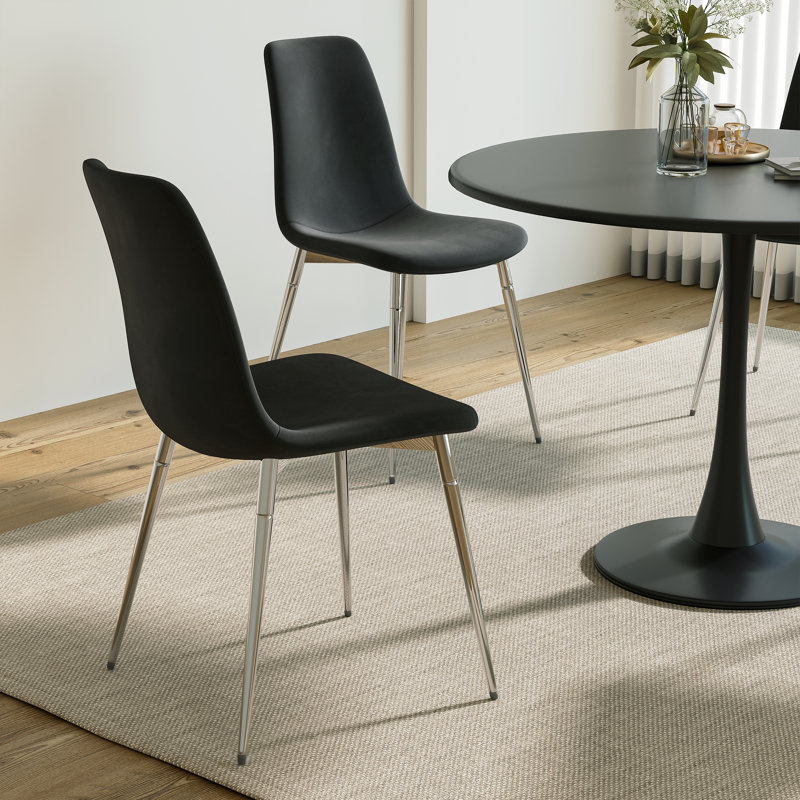 5 - Piece Pedestal Dining Set, Black, Black/Silver