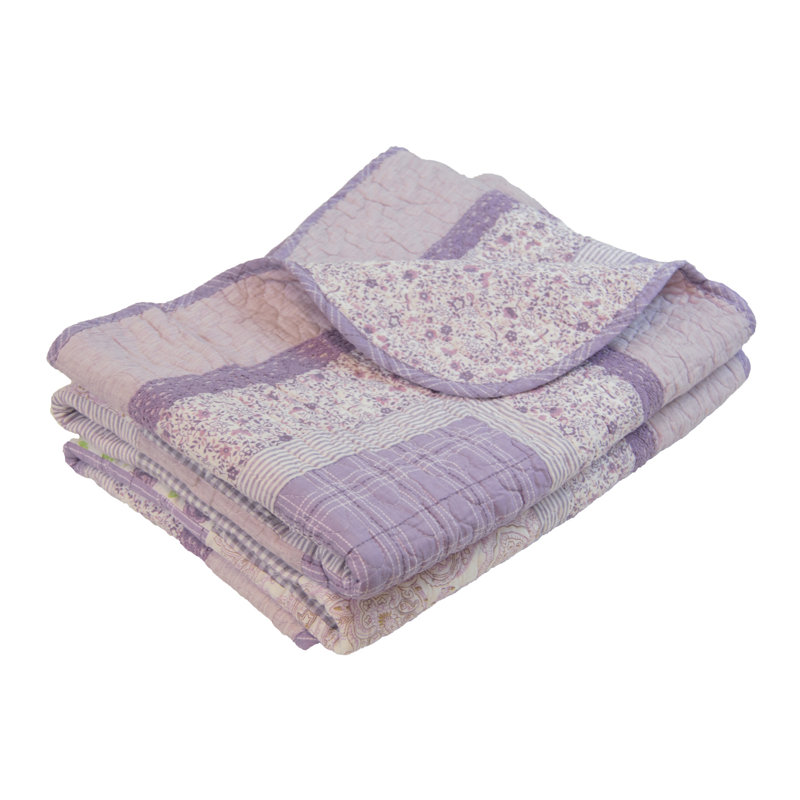 Lavender Rose Cotton Quilted Throw Blanket