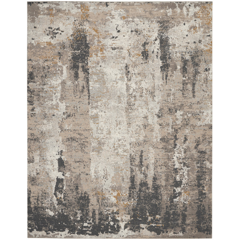 Modernist Gray Abstract 8' x 10' Synthetic Area Rug