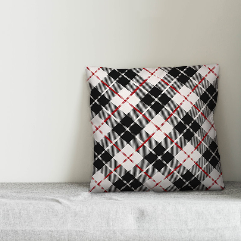  Coussin Christmas, 18 po x 18 po, Intérieur, Noir / Blanc