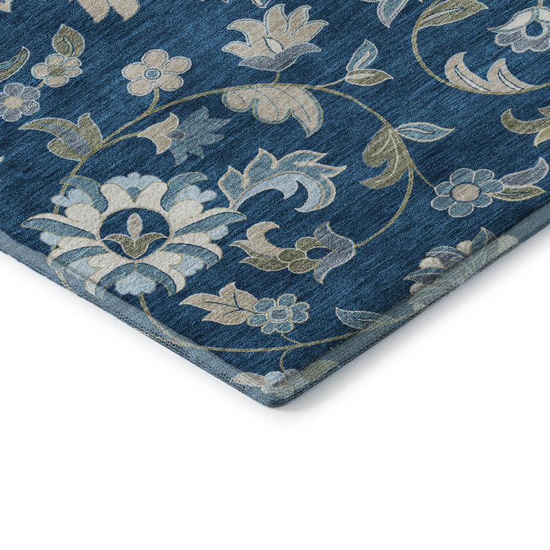 Tapis floral Goulven AMF1006 lavable à la machine de qualité supérieure, Tapis de couloir 2 pi 3 po x 7 pi 6 po