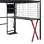 Lit mezzanine double en métal avec poste de travail intégré, garde-robe, escalier de rangement et DEL, noir