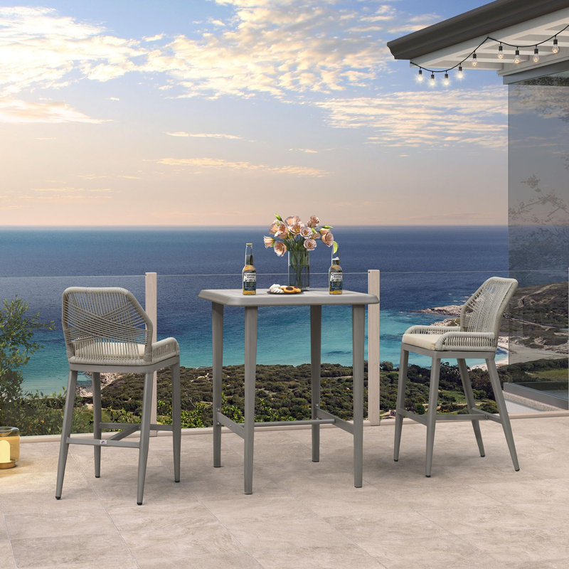  Table de bar pour l'extérieur, 41.34" H x 33.46" W x 33.46" D, Lighr Gray