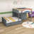 Full Wooden Loft Bunk Bed with Closet, Storage Drawers-236506167