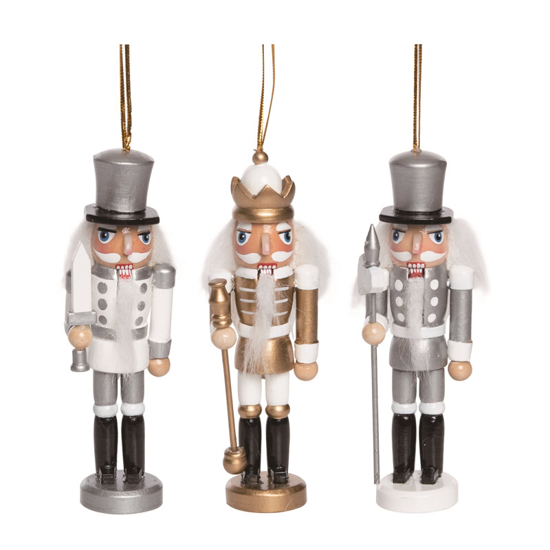  Ensemble de 3 décorations de Noël en bois pour casse-noisette glam