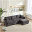 Canapé modulaire moderne en L en chenille avec double USB, rangement pour repose-pieds et poches latérales, 4 places, noir-525834373