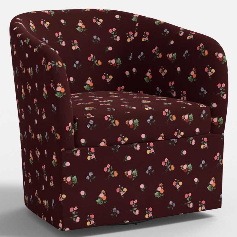 Chaise pivotante Pembroke en ditsia bourgogne Ditsy, Ditsia Dahlia bourgogne