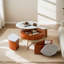 Doughlin Modern Round Lift-Top Coffee Table In White And Natural Wood