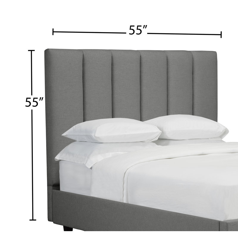 Tête de lit tapissier à panneau Tarrant, Double, Lin - Gris anthracite