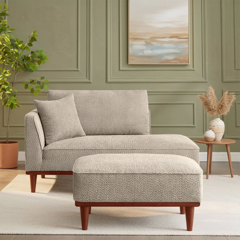 Chaise longue rembourrée et tabouret pour salon, chambre à coucher, Chameau, Chameau