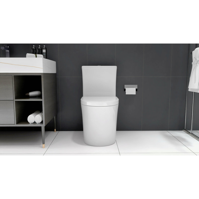 Petite toilette compacte une pièce à double chasse, profondeur courte de 23 pouces pour petite salle de bain, blanc