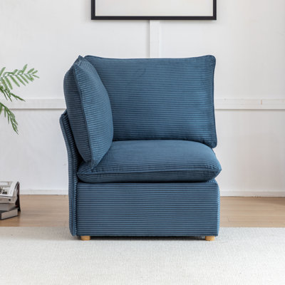 Chaise de coin en velours côtelé Hepworth avec deux coussins